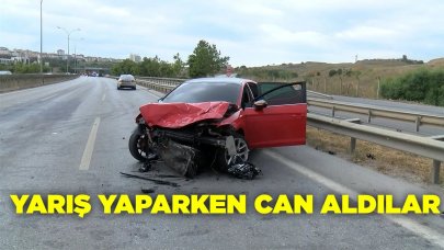 Birbiriyle yarışan 2 araç kazaya sebep oldu