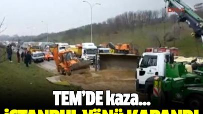 TEM'de kaza! İstanbul yönü trafiğe kapandı