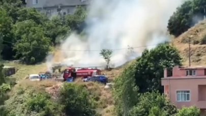 Üsküdar'daki çayırlık alanda yangın çıktı