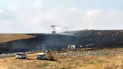 Mersin'de çıkan anız yangını, arı kovanlarına zarar verdi