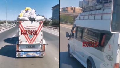 İstanbul'da trafikte tehlikeli taşımacılık: Görenler hayrete düştü