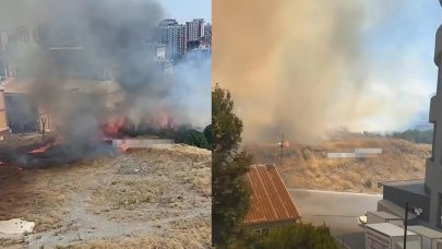 Dökümcüler Sanayi Sitesi yakınındaki çalılık alanda yangın çıktı