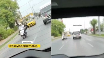 Faciaya ramak kala: İstanbul'da seyir halinde ilerleyen motosikletten düştü