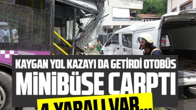 Özel halk otobüsü minibüse çarptı! 4 yaralı var