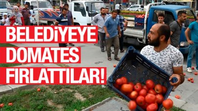 Belediyeye domates fırlattılar