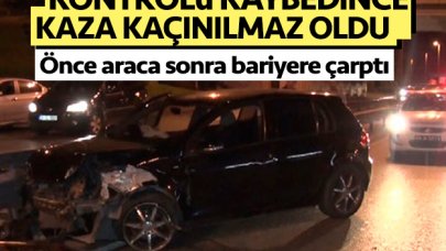 Kontrolden çıkan araç bariyerlere çarptı: 1 yaralı