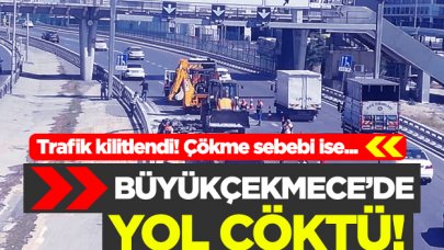 Büyükçekmece TÜYAP yolunda çökme! Trafik kilitlendi