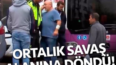 Direksiyon hakimiyeti kaybedilen otobüs beş araç ve bir kadına çarptı