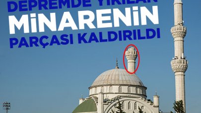 Avcılar'da minarenin yıkılan parçası kaldırıldı