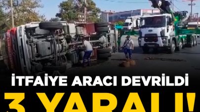 Silivri'de itfaiye aracı devrildi: 3 yaralı