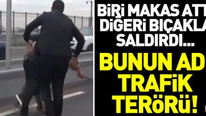 Bunun adı trafik terörü! Biri makas attı diğeri bıçakla saldırdı