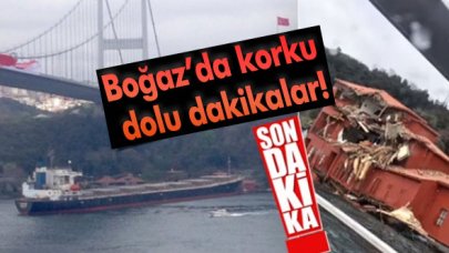 Boğaz'da gemi paniği! Kıyıya çarptı