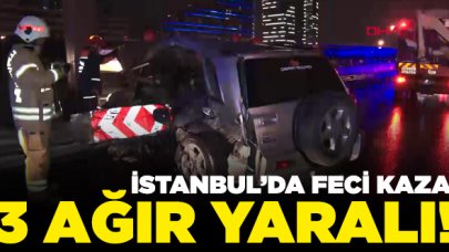 TEM Otoyolu'nda bariyer cipe ok gibi saplandı:  3 ağır yaralı