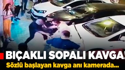 Beyoğlu'nda barda çıkan bıçaklı sopalı kavga kamerada