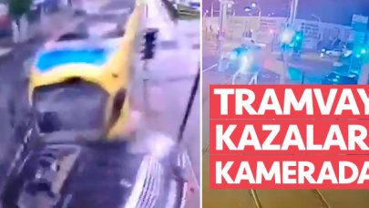 İstanbul'da tramvay kazaları kameralar tarafından kaydedildi