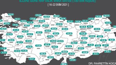 İllerin haftalık vaka sayısı haritası güncellendi