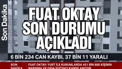 Depremde hayatını kaybedenlerin sayısı 6 bim 234'e yükseldi