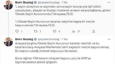 Bakan Bozdağ: YSK kararını AYM'ye taşımak abesle iştigaldir