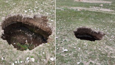 Aksaray'da 10 metre derinliğinde obruk oluştu