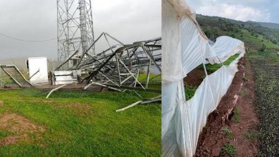 Siirt'te seralar zarar gördü, baz istasyonu direği devrildi