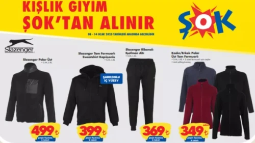 ŞOK 8 Ocak 2025 Çarşamba Haftanın Fırsatları Kataloğu Yayında! Slazenger Montlardan Kışlık Giyime Büyük İndirimler