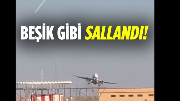 Şiddetli rüzgarda savrulan uçak, pisti pas geçti!