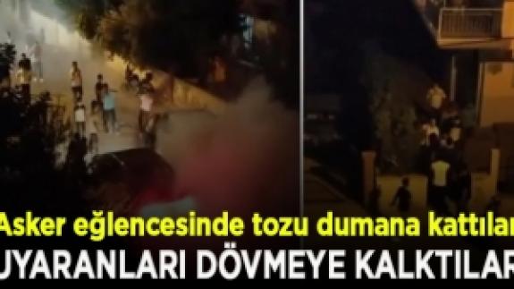 Asker eğlencesinde tozu dumana kattılar, tepki göstereni dövmeye kalkıştılar