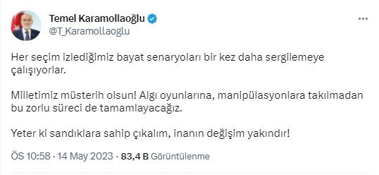 Karamollaoğlu: İnanın değişim yakın!