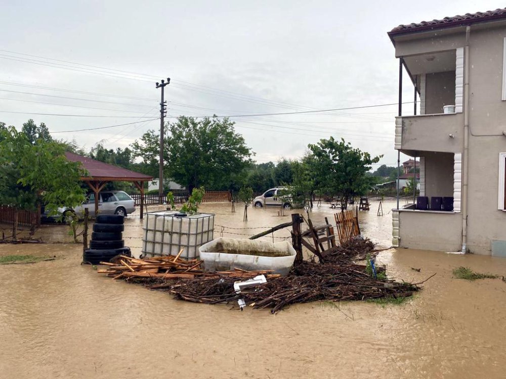 Düzce'deki yağışta köyler ve tarım alanları sular altında kaldı