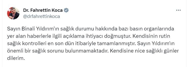 Binali Yıldırım anjiyo oldu