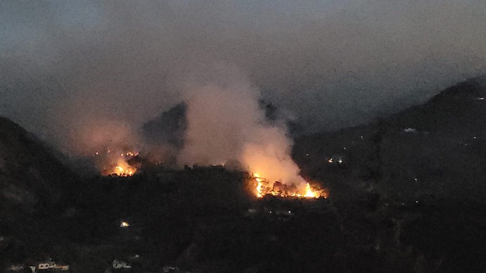 Hatay'da orman yangını! Gece görüşlü helikopter devrede