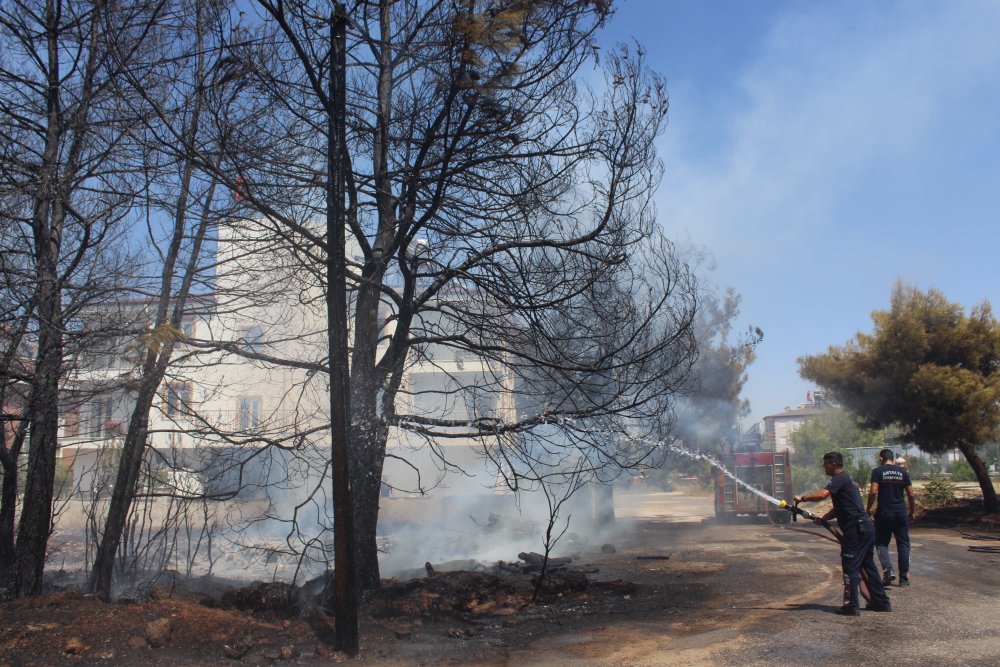 Antalya'daki yangın, evlere ulaşmadan söndürüldü