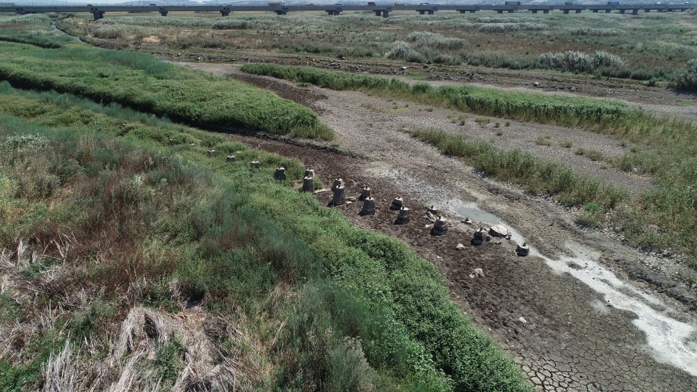 Baraj gölü için tehlike çanları: Neredeyse tamamen kurudu, tarihi hattın bölümünü otlar sardı