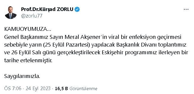 Meral Akşener rahatsızlandı, tüm programları iptal!