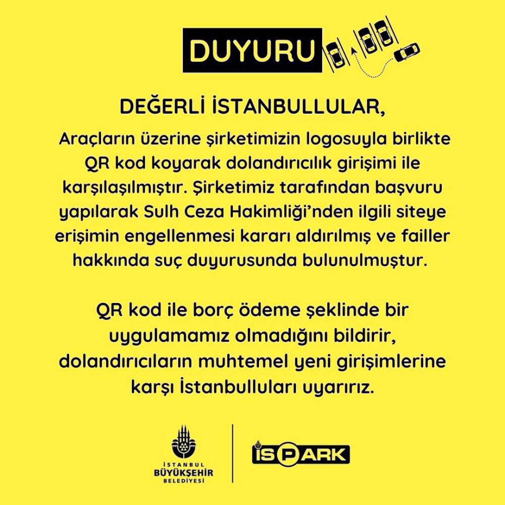 İSPARK logolu dolandırıcılığa dikkat!