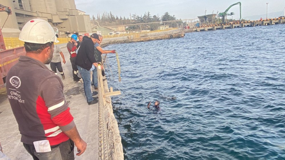 Denize düşen aracın sürücüsünü balık tutanlar kurtardı