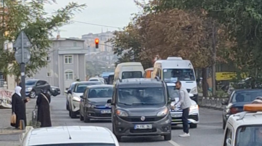 Yavru kediyi kurtarabilmek için akan trafiği durdurdu