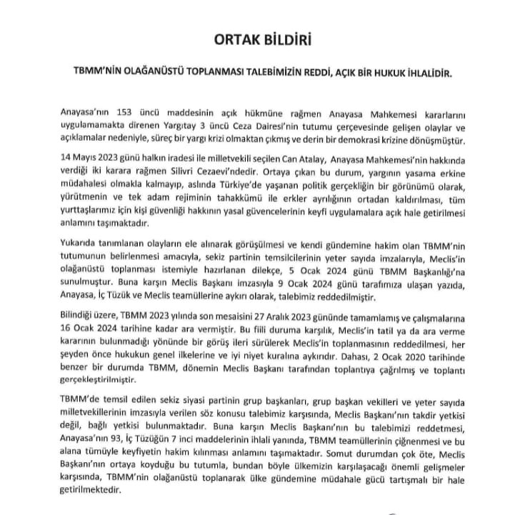 TBMM Başkanı Kurtulmuş'la görüşen muhalefet partilerinden ortak açıklama: 'Derin demokrasi krizi yaşanıyor'