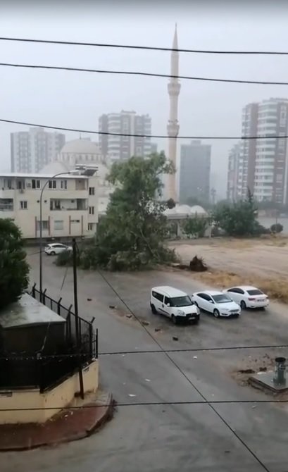 Adana'yı "süper hücre" vurdu! Dev kule vinç böyle devrildi