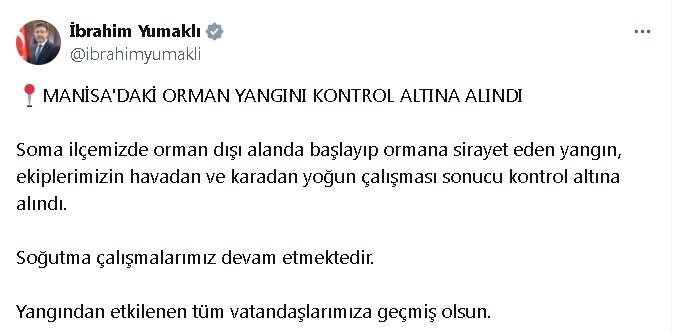 Soma'da orman yangını 2'nci gününde kısmen kontrol altına alındı