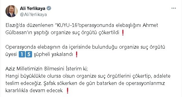 Elazığ'da Ahmet Gülbasan'ın suç örgütü çökertildi: 15 gözaltı