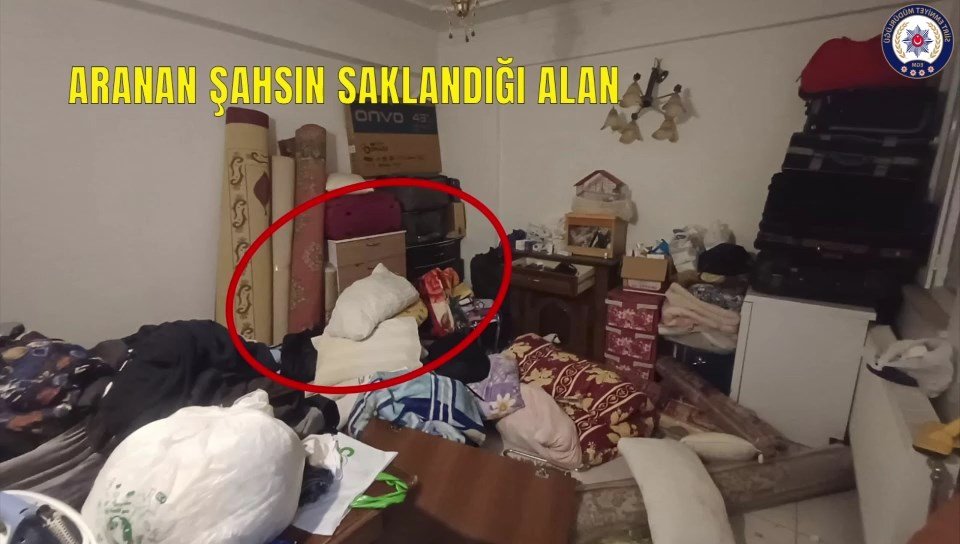 43 suç kaydı olan firari hükümlü, sandığın içinde gizlenirken yakalandı