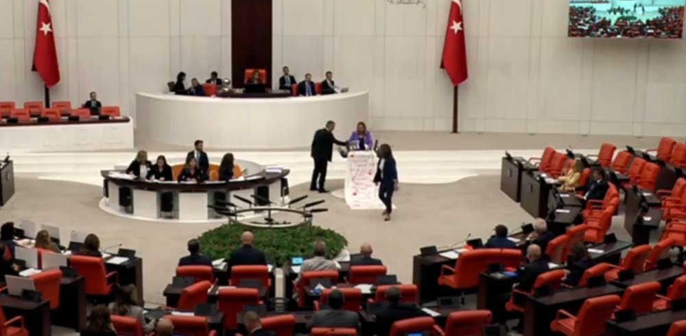 TBMM Genel Kurulu'nda, CHP'li Semra Dinçer'den 'Kefenli' eylem