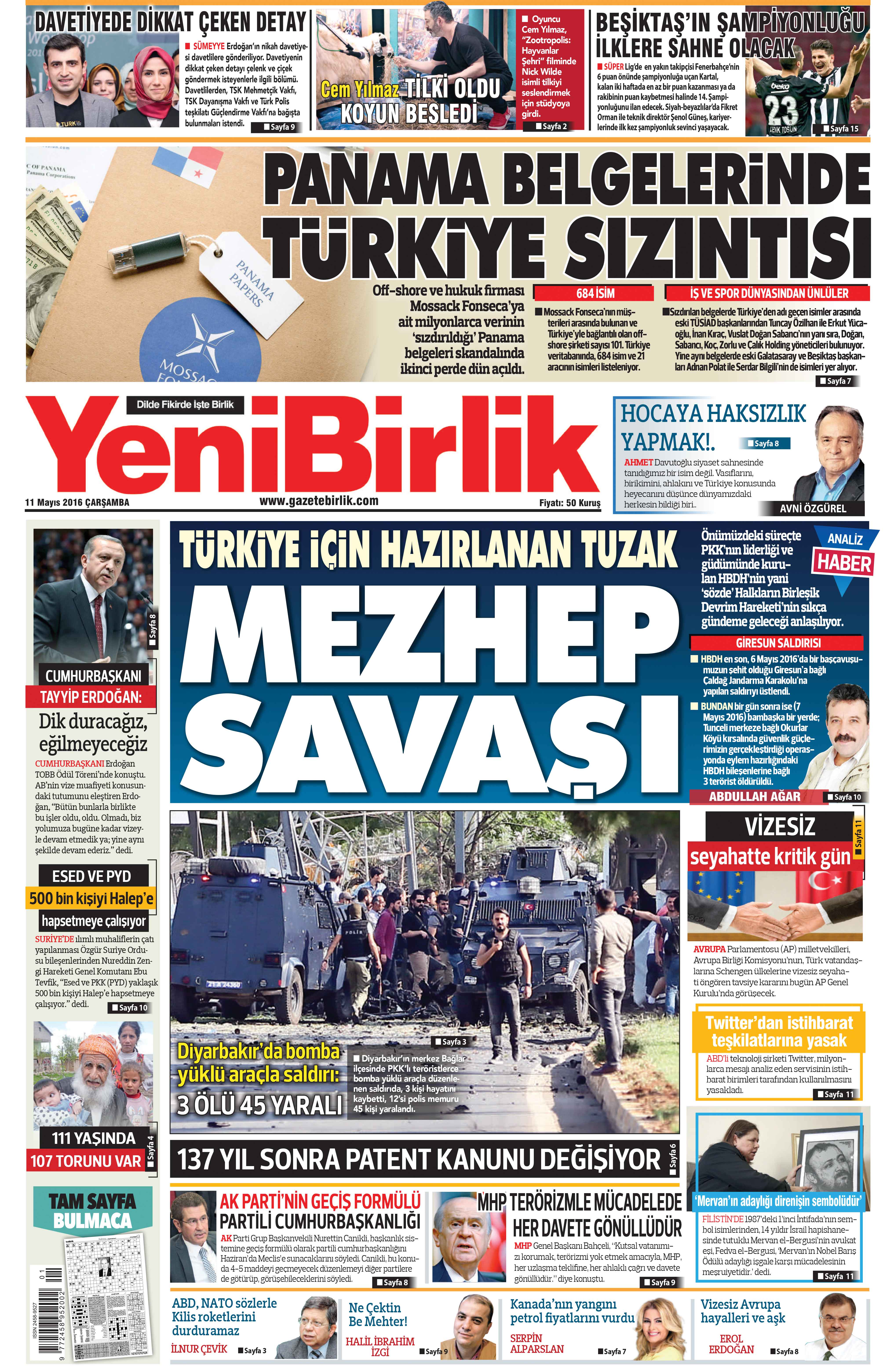 https://www.gazetebirlik.com/11 Mayıs 2016