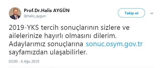 2019 YKS sonuçları