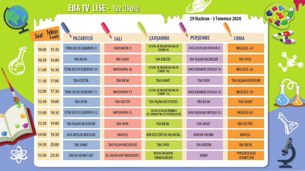 EBA TV 3 Temmuz Cuma lise ders programı