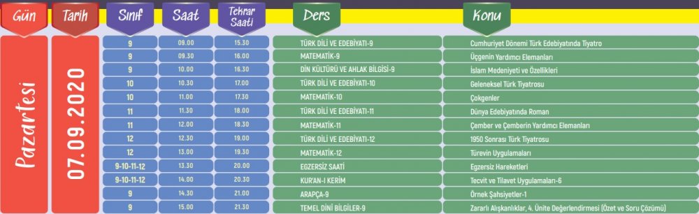 EBA TV 30 Eylül Çarşamba lise ders programı