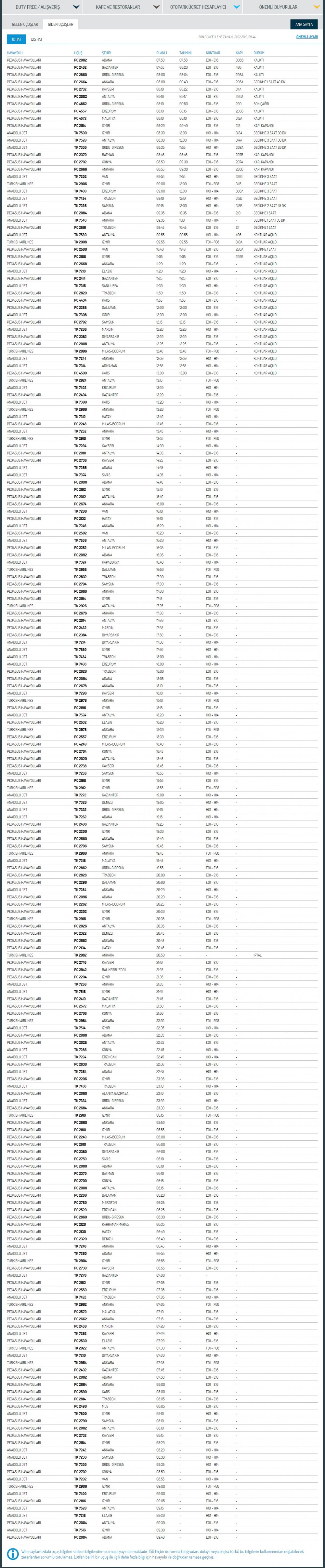 sabiha gökçen havalimanı iç hat gidiş seferleri