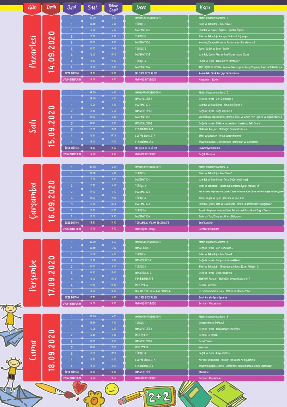 eba tv ilkokul ders programı