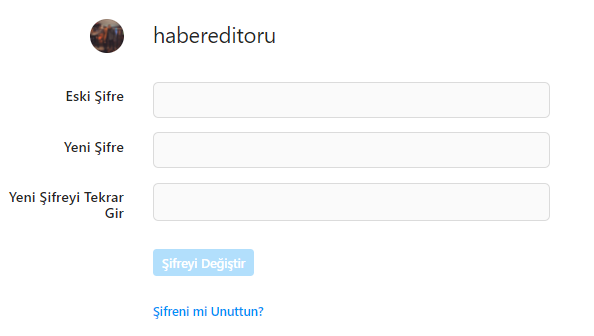 instagram şifre değiştirme